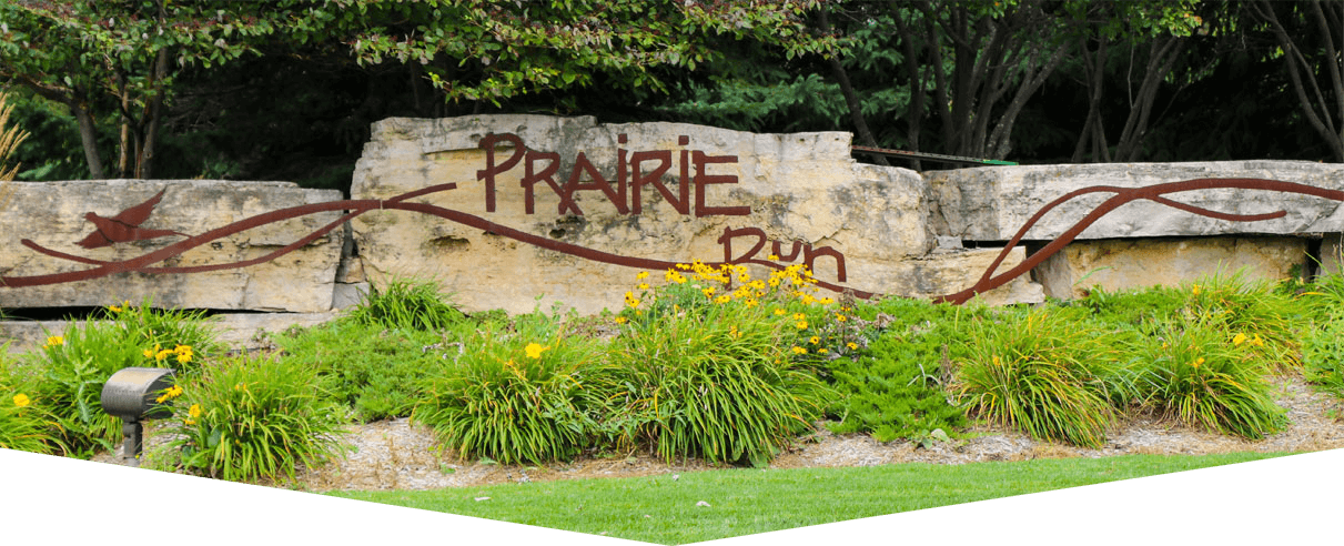 Prairie Run Neighborhood entrance sign.