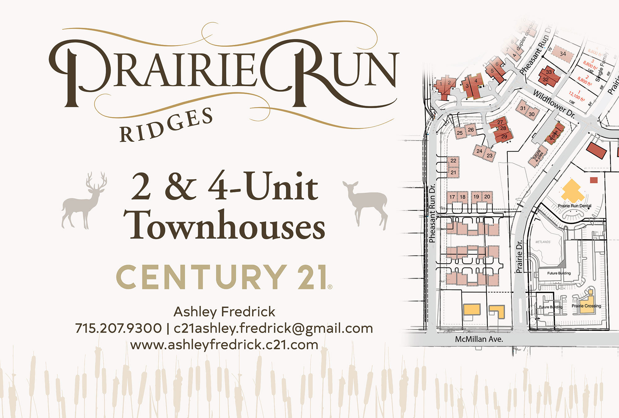Prairie Run Ridges existing infrastructure and lot map. Two- and four-unit townhouses